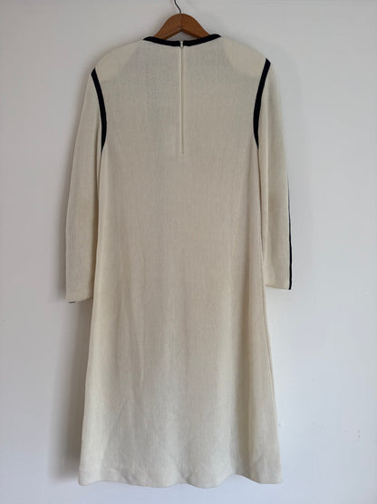 Keith Abrams Knit Long Sleeve Dress in Cream