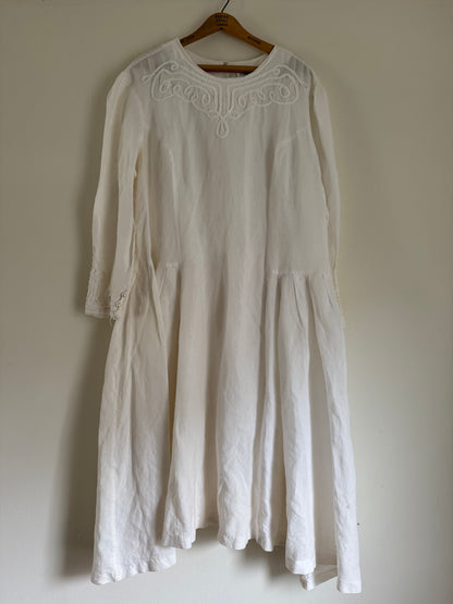 Vintage Kathie Lee Krewel Ramie Dress in White