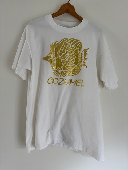 Cozumel Gold and White Tee