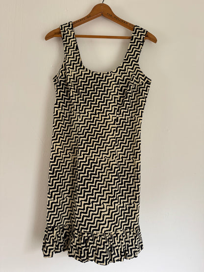 Plenty by Tracy Reese Block Print Cotton Dress in Black/Tan