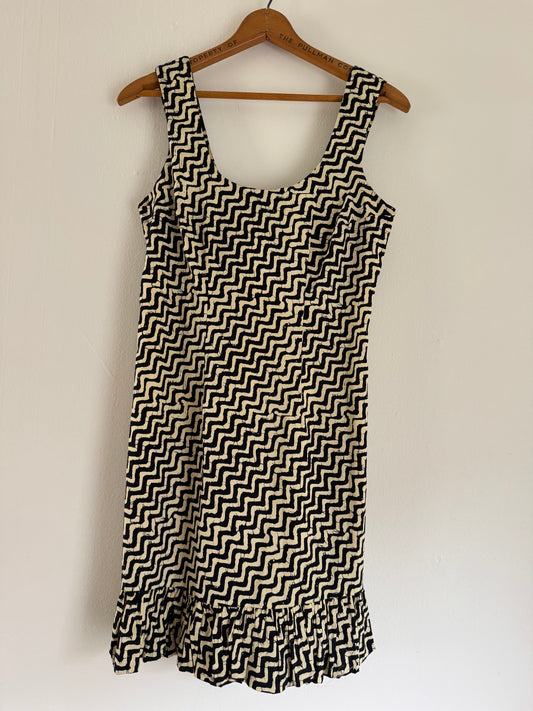 Plenty by Tracy Reese Block Print Cotton Dress in Black/Tan