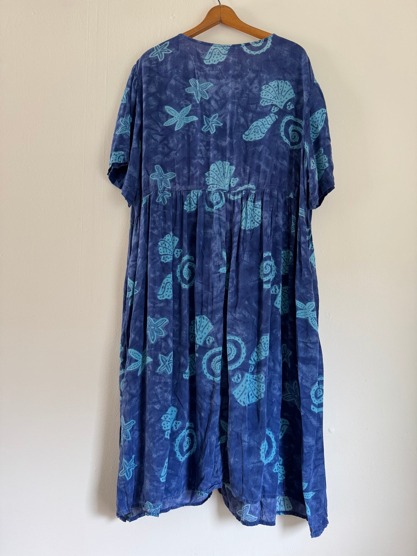 La Cera Rayon Button Down Dress in Blues