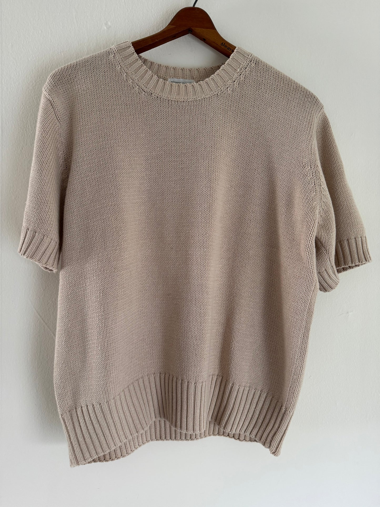 Pierre Cardin Cotton Short Sleeve Sweater in Sand