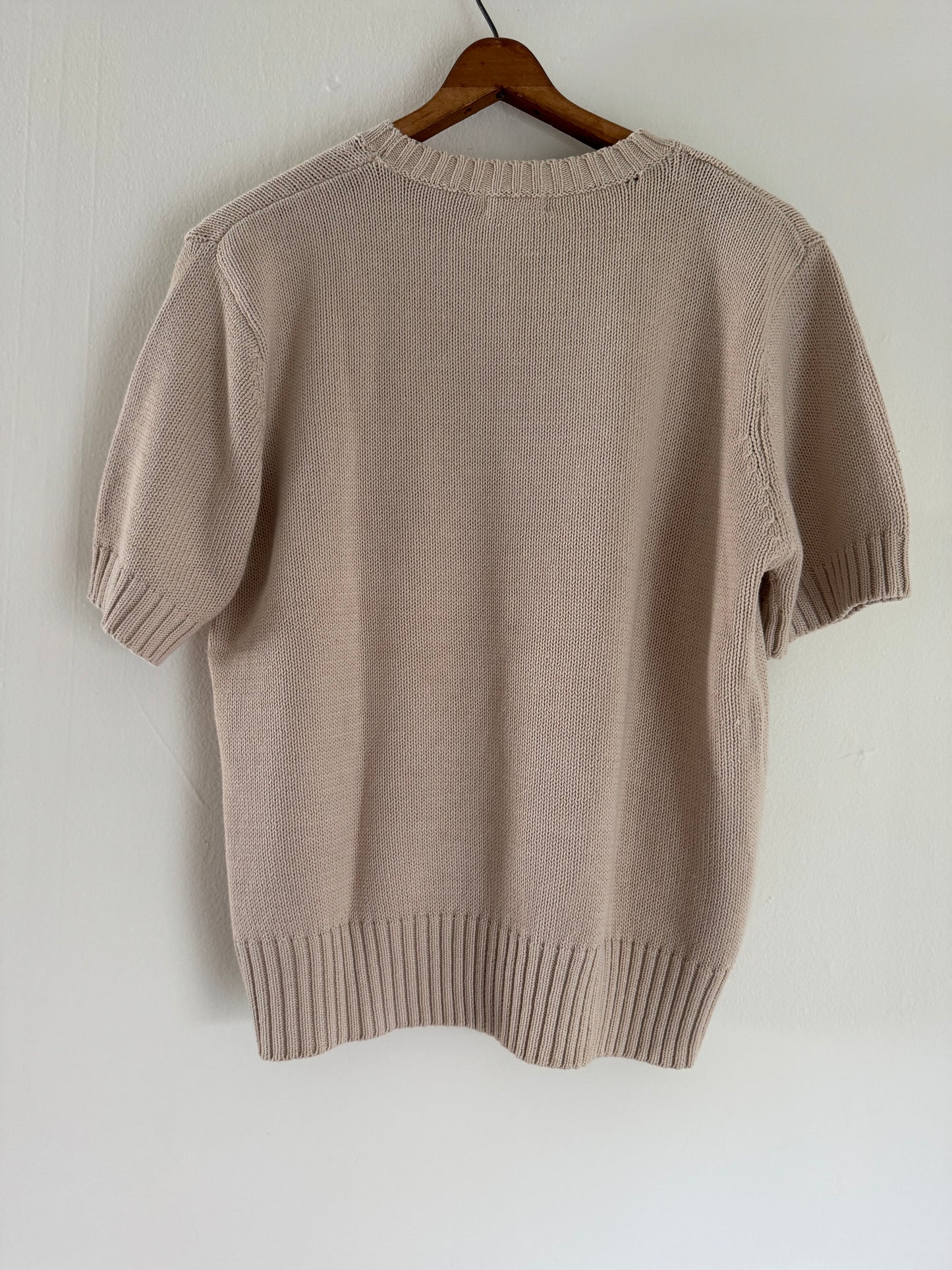 Pierre Cardin Cotton Short Sleeve Sweater in Sand