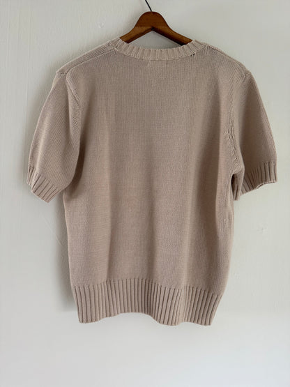 Pierre Cardin Cotton Short Sleeve Sweater in Sand