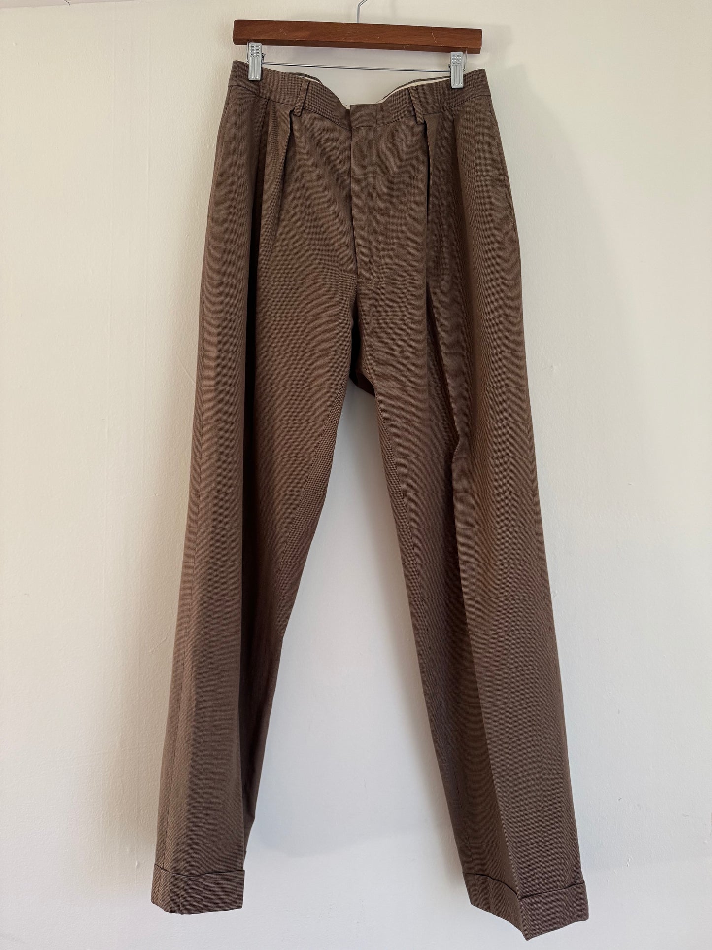Reclaimed Polo Trousers in Tan/Black Plaid