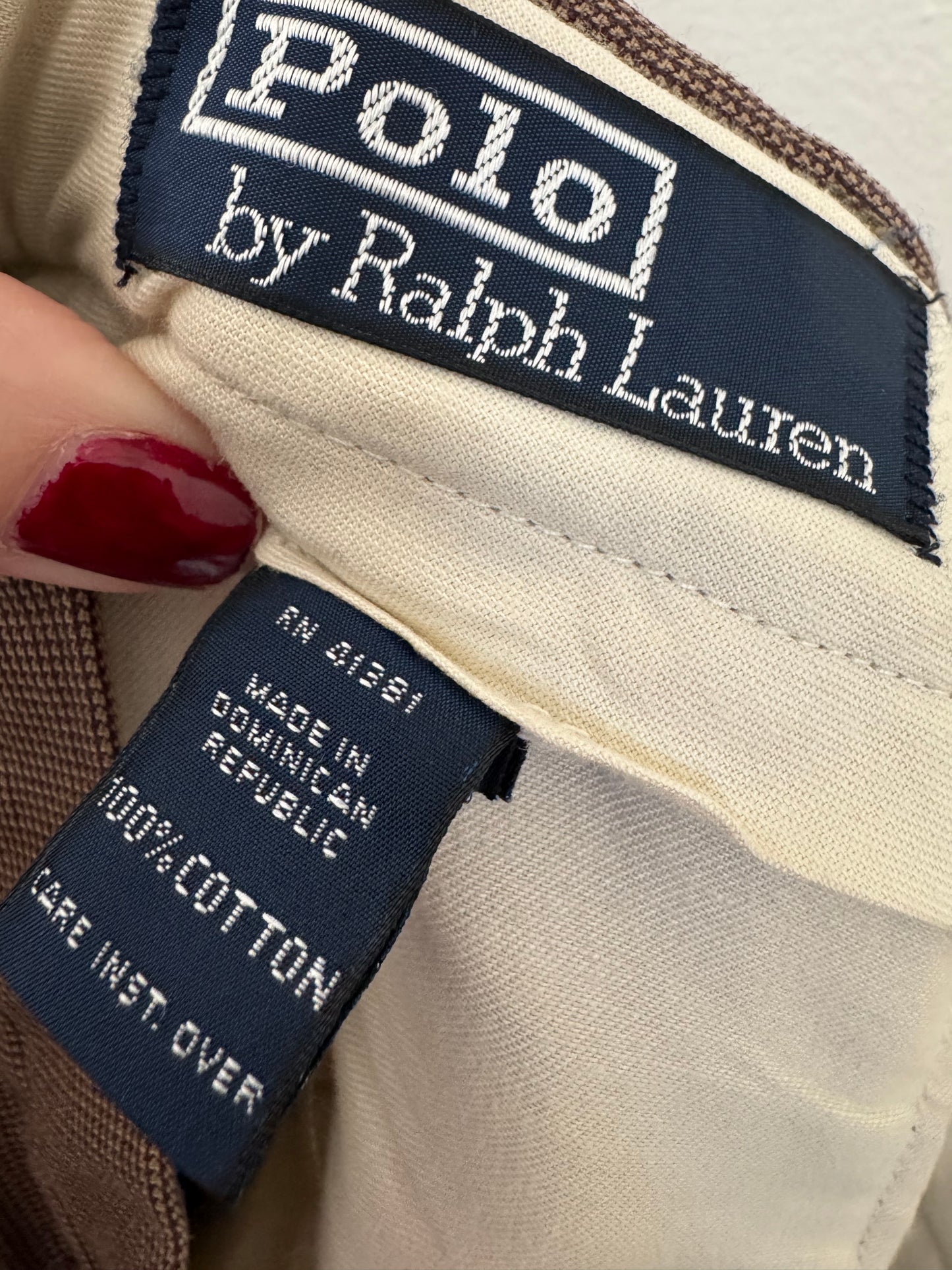 Reclaimed Polo Trousers in Tan/Black Plaid