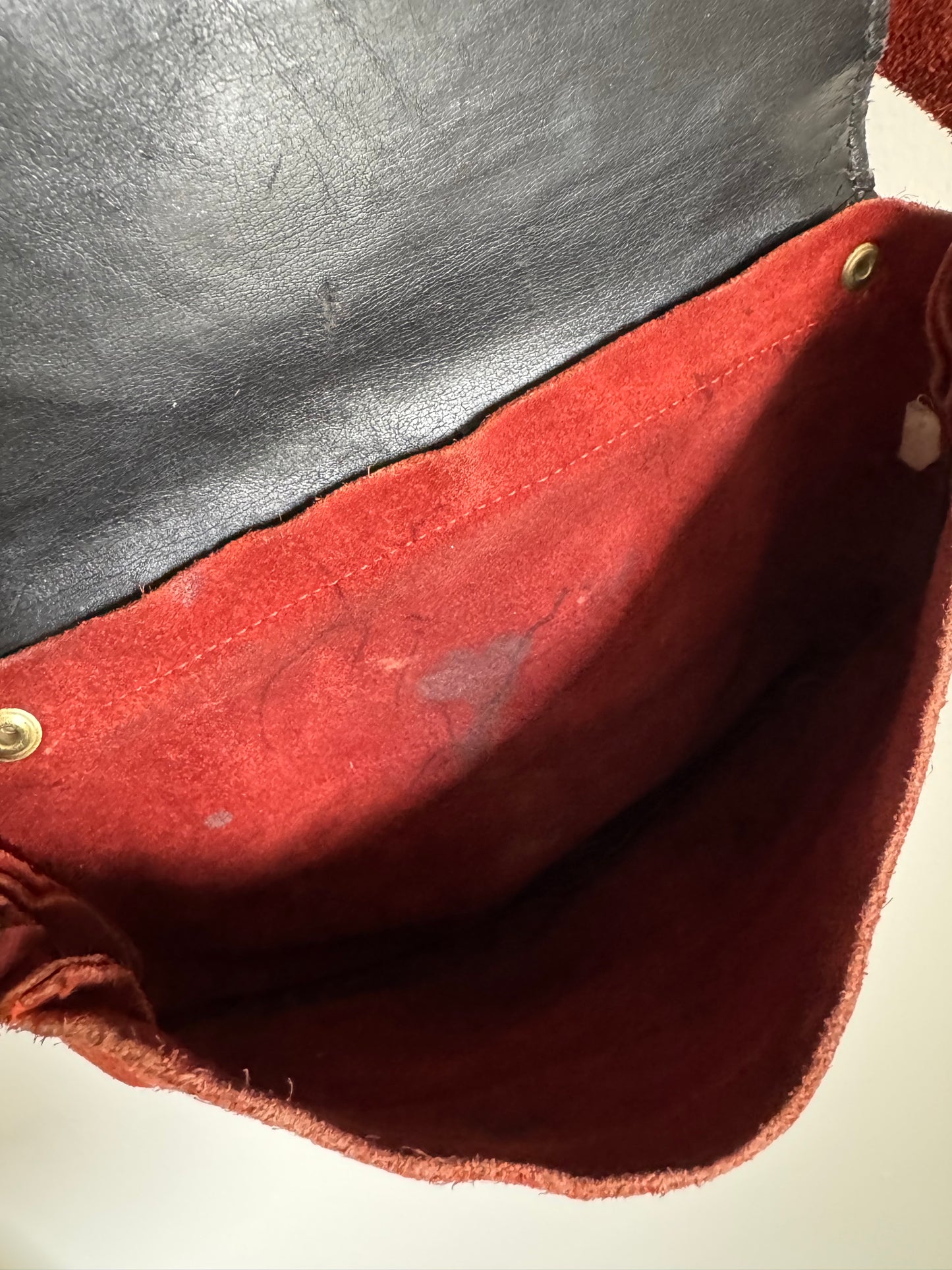 Vintage Patchwork Small Suede Handbag in Rust