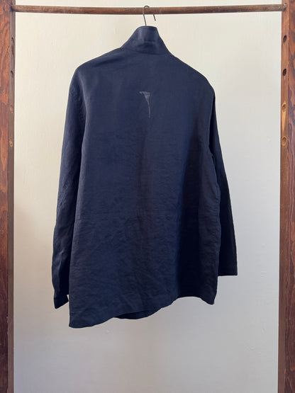 Reclaimed Evan-Picone Ramie Shirt Jacket in Navy