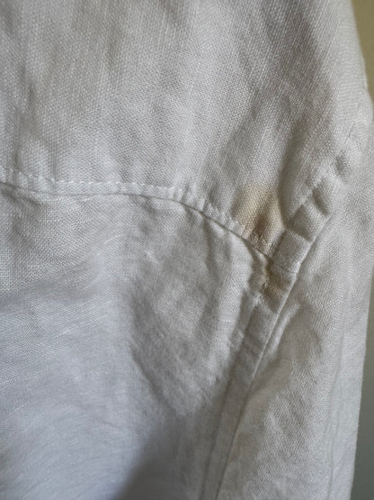 Reclaimed Perry Ellis Linen Button Down Shirt in White