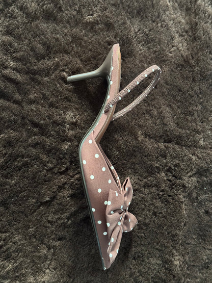 Zara Pointed Toe Sling Backs in Chocolate Polka Dots