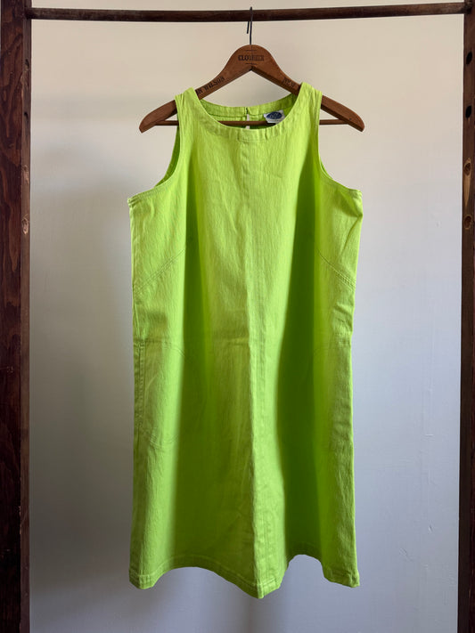 Reclaimed DG2 Cotton/Linen Mini Shift Dress in Lime