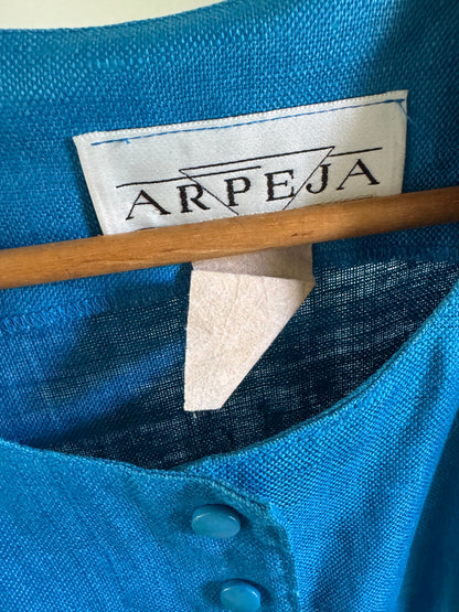 Vintage Arpeja Snap Front Peplum Top in Electric Blue