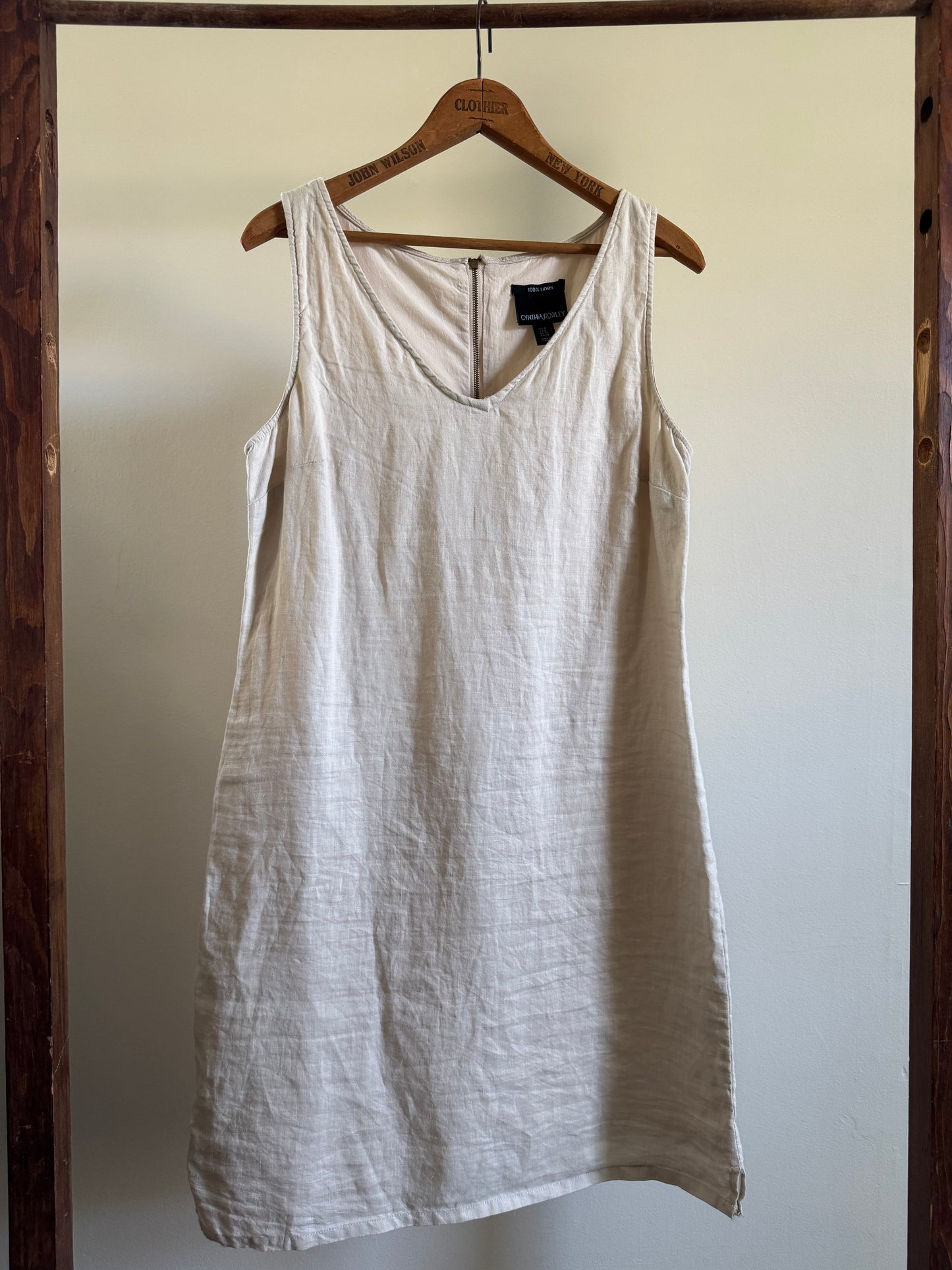 Reclaimed Cynthia Rowley Linen Shift Dress in Sand