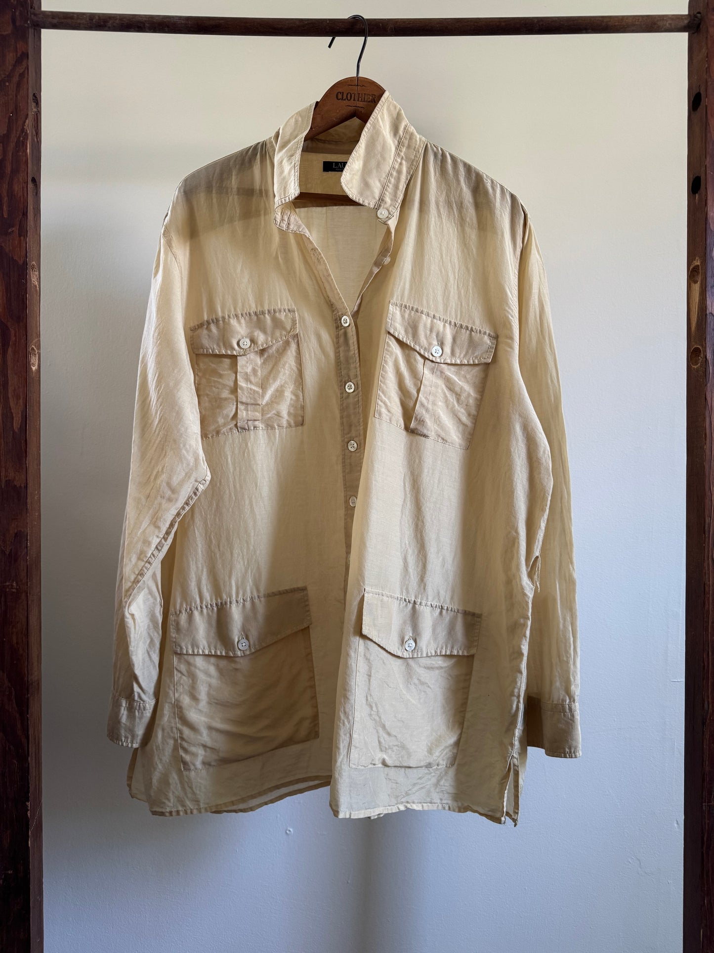 Reclaimed Ralph Lauren Cotton/Silk Safari Button Down in Sand
