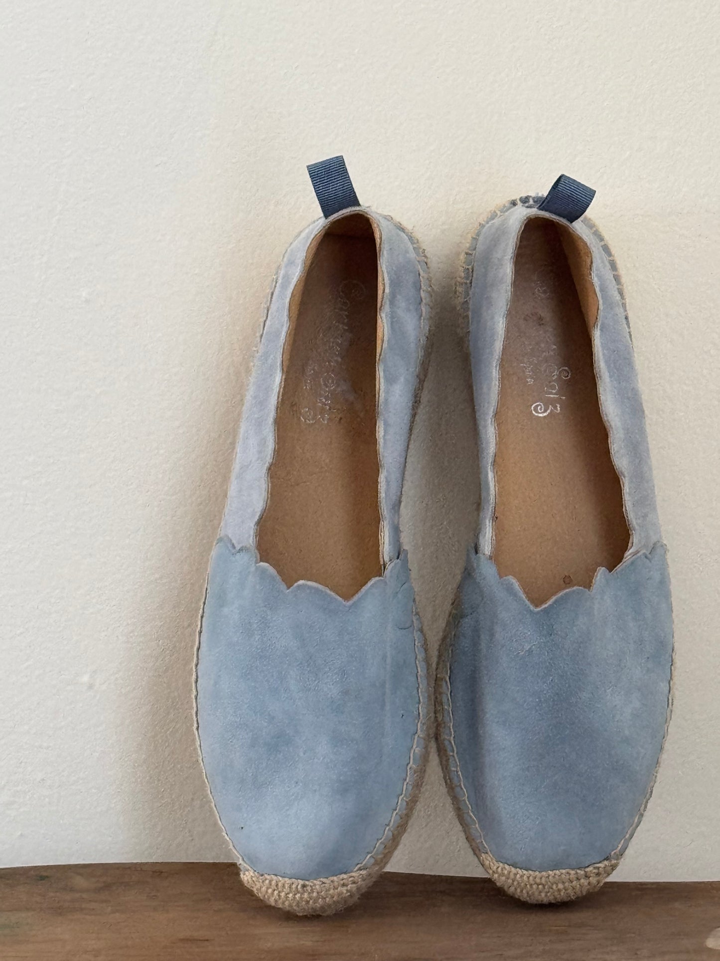Reclaimed Spanish Suede Espadrilles in Sky Blue