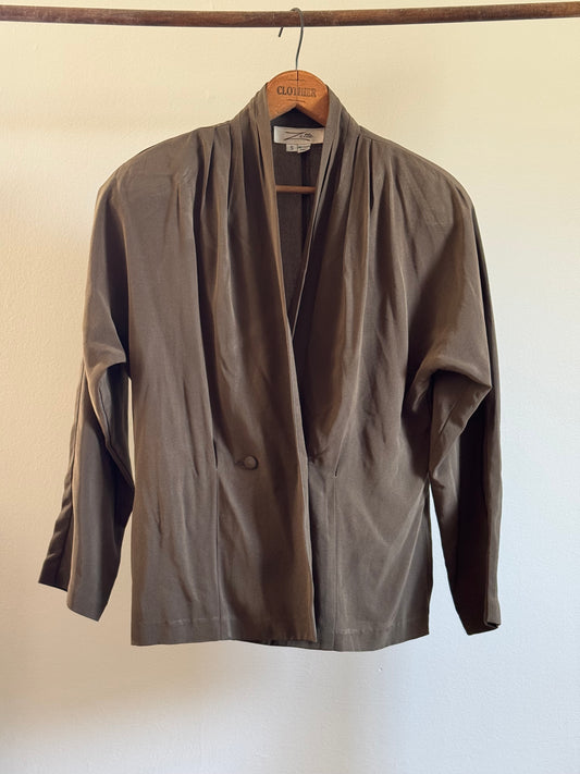 Vintage Zetta Silk Blouse in Olive