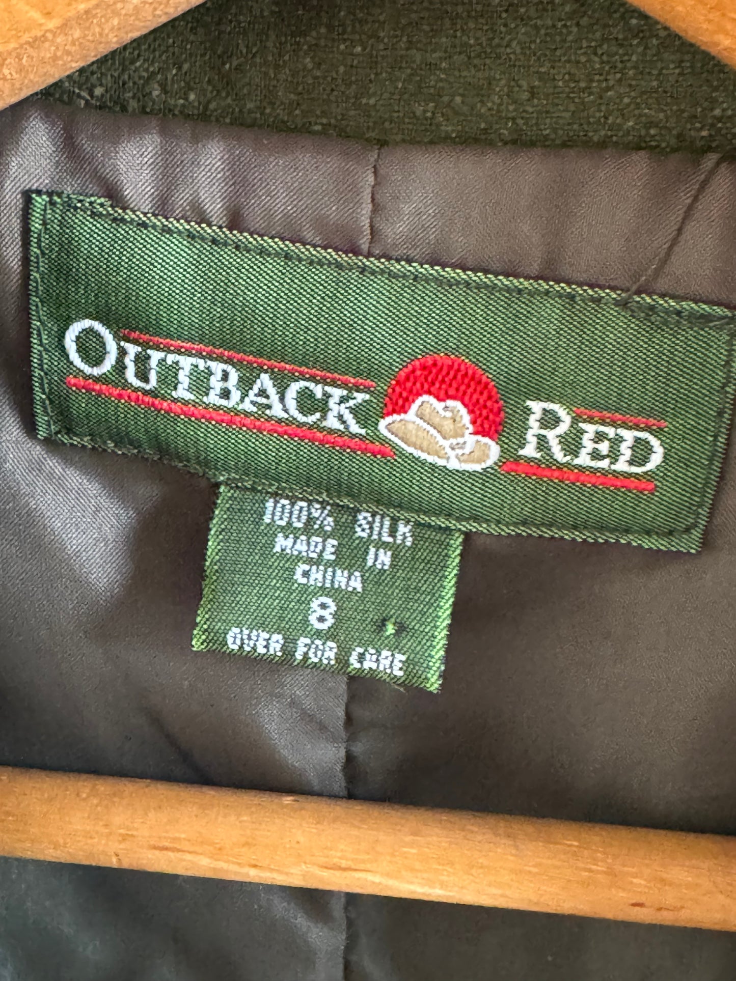 Vintage Silk Cropped Blazer in Dark Green