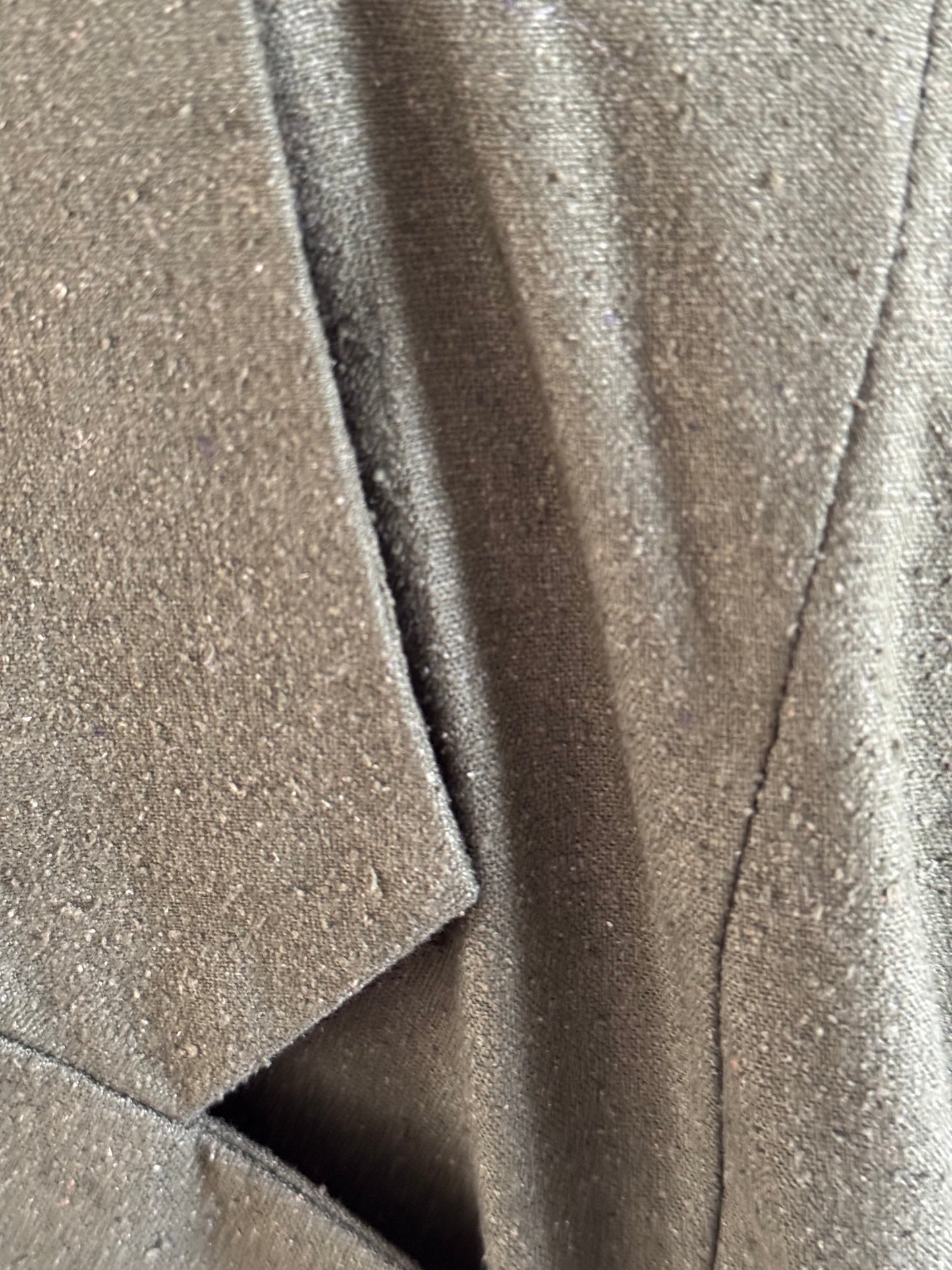 Vintage Silk Cropped Blazer in Dark Green