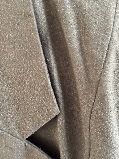 Vintage Silk Cropped Blazer in Dark Green