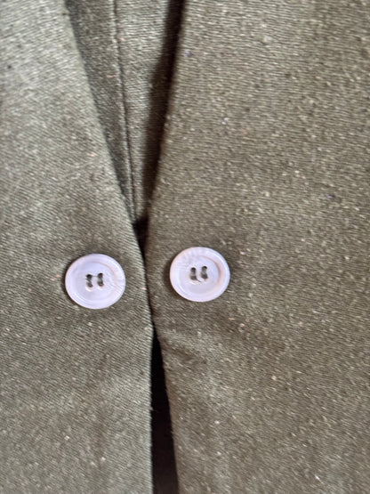 Vintage Silk Cropped Blazer in Dark Green