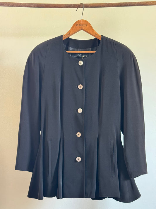 Vintage Peplum Button Up Jacket in Black