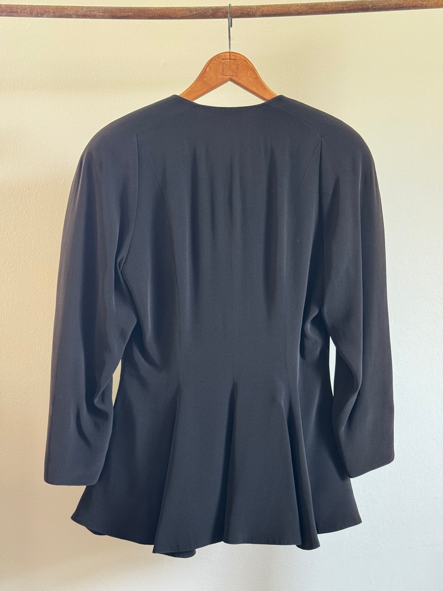 Vintage Peplum Button Up Jacket in Black