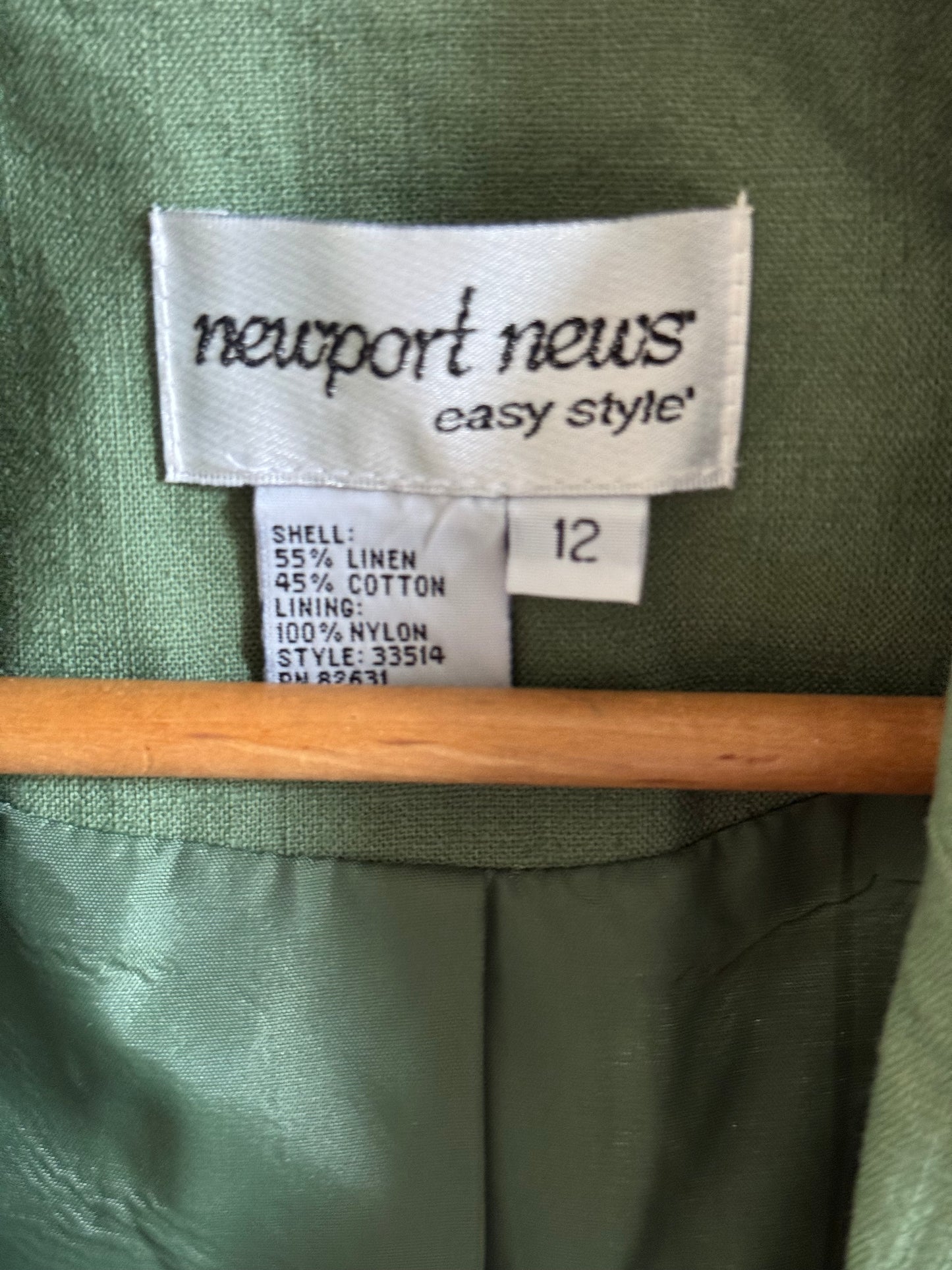 Vintage Newport News Cotton/Linen Blazer in Green
