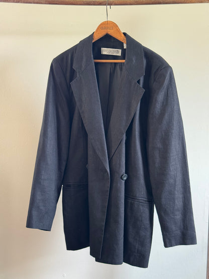 Vintage Amanda Smith Linen Blazer in Black