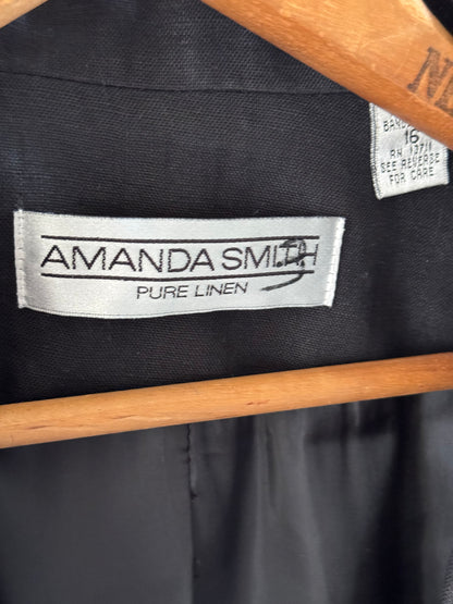 Vintage Amanda Smith Linen Blazer in Black