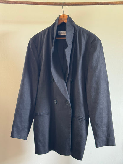 Vintage Amanda Smith Linen Blazer in Black