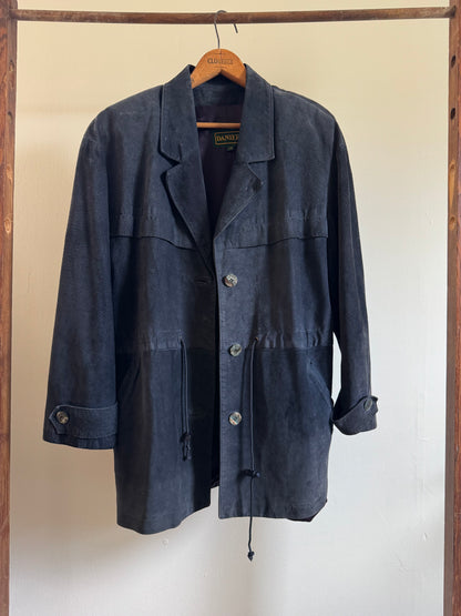 Vintage Danier Drawstring Leather Jacket in Faded Black