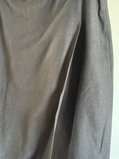 Reclaimed Jaeger Silk/Linen Long Straight Skirt in Black