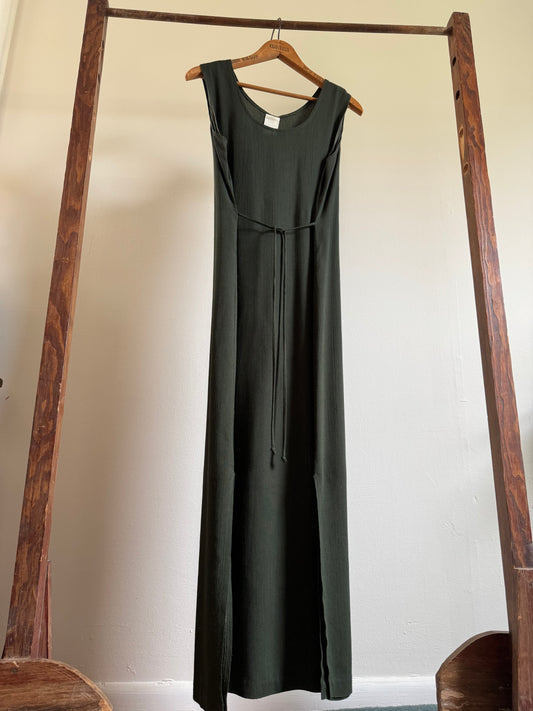 Reclaimed Rayon Tank Dress in Olive