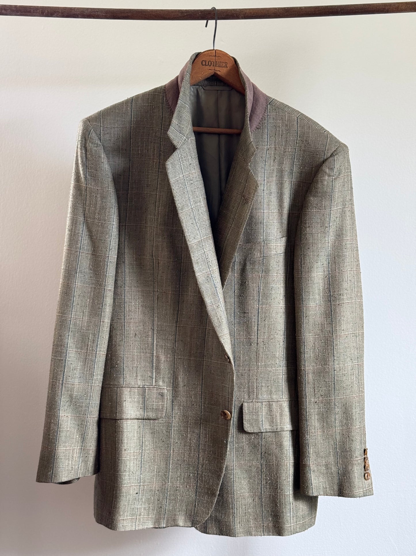 Vintage Silk Plaid Sport Coat in Thyme