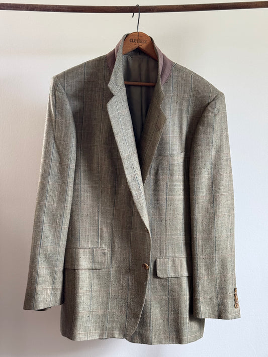 Vintage Silk Plaid Sport Coat in Thyme