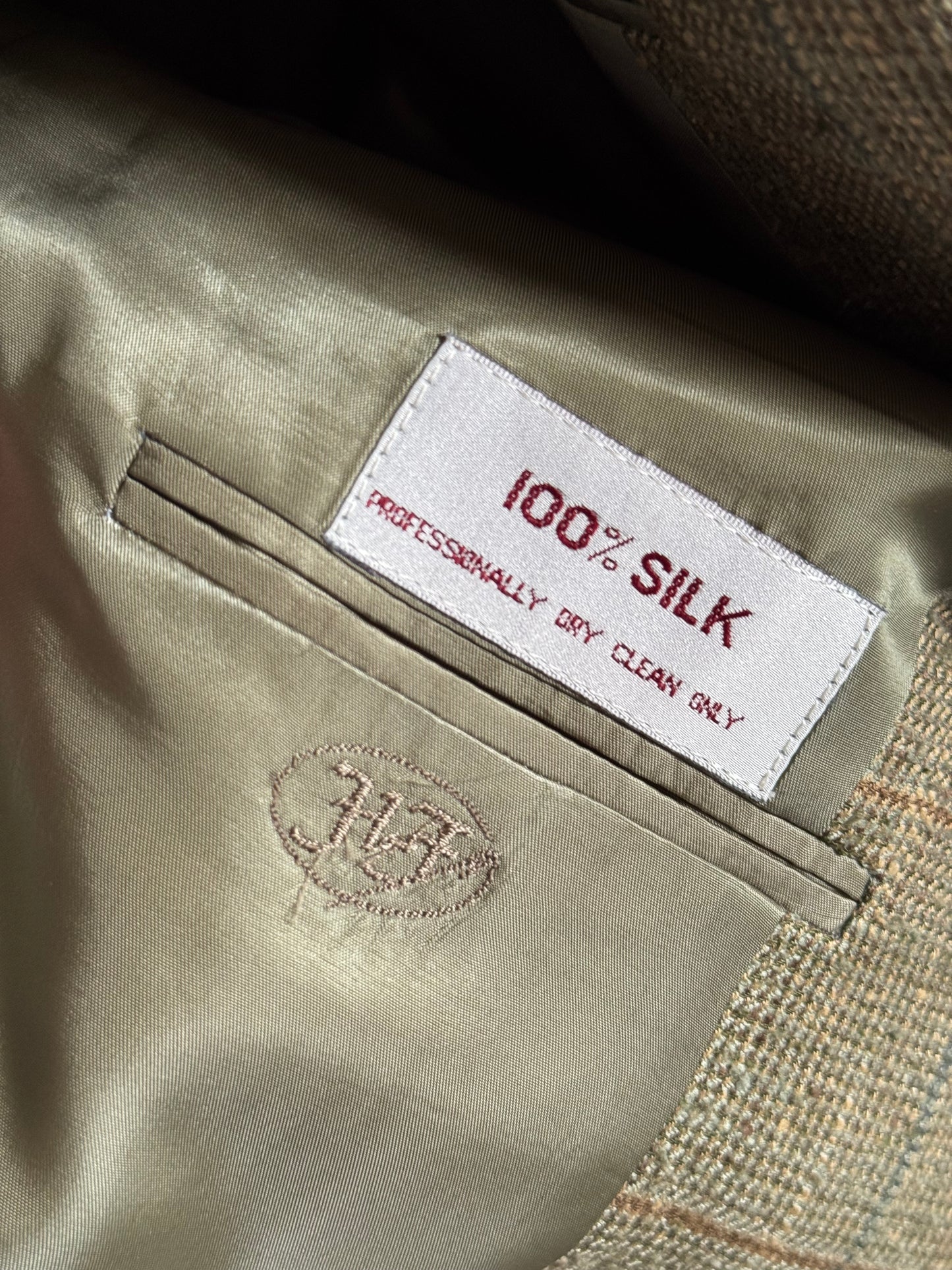 Vintage Silk Plaid Sport Coat in Thyme