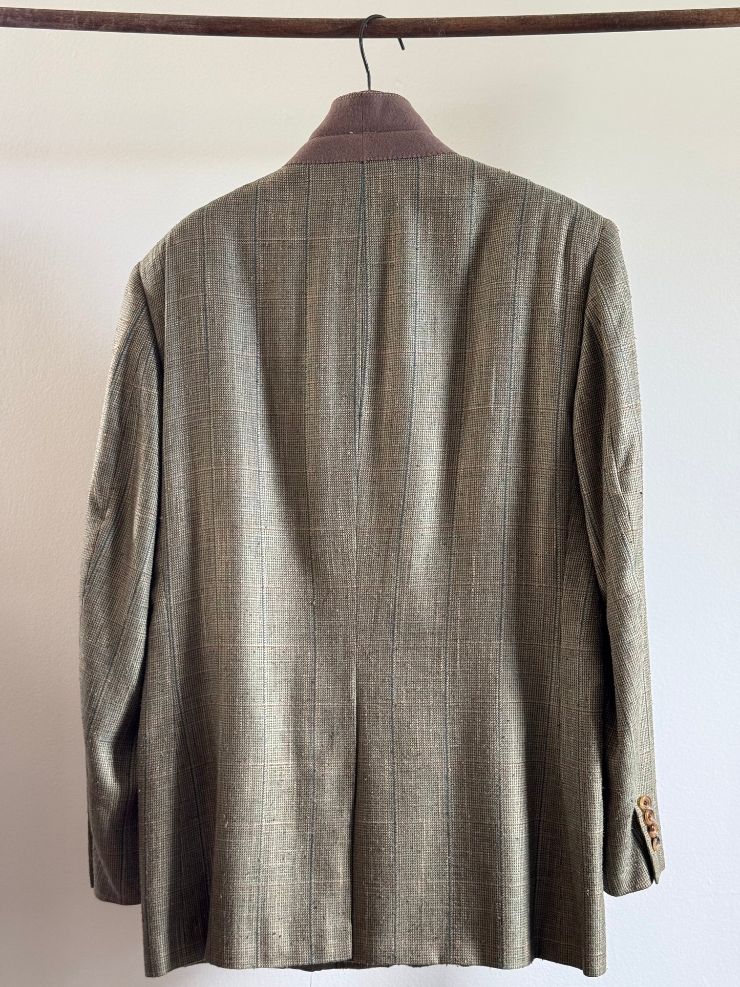 Vintage Silk Plaid Sport Coat in Thyme