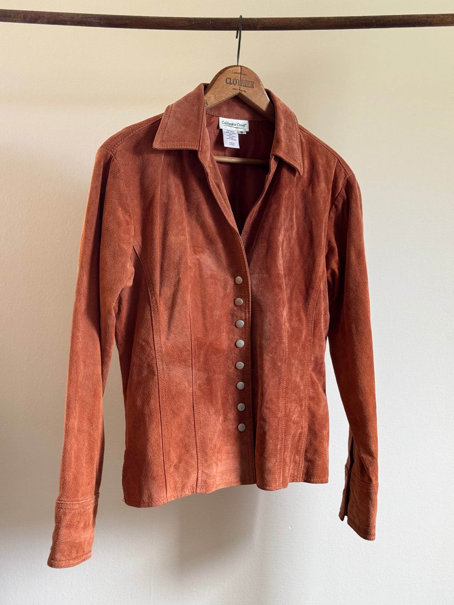 Reclaimed Suede Shirt Jacket in Rust