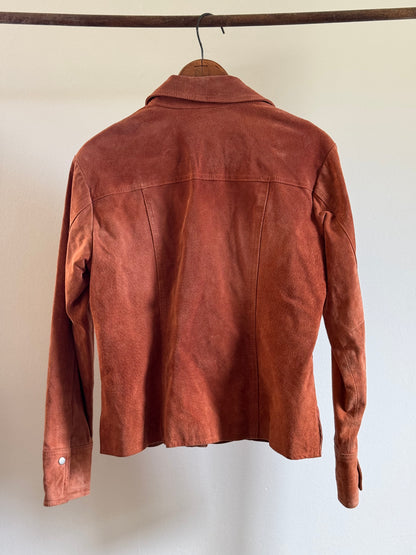 Reclaimed Suede Shirt Jacket in Rust