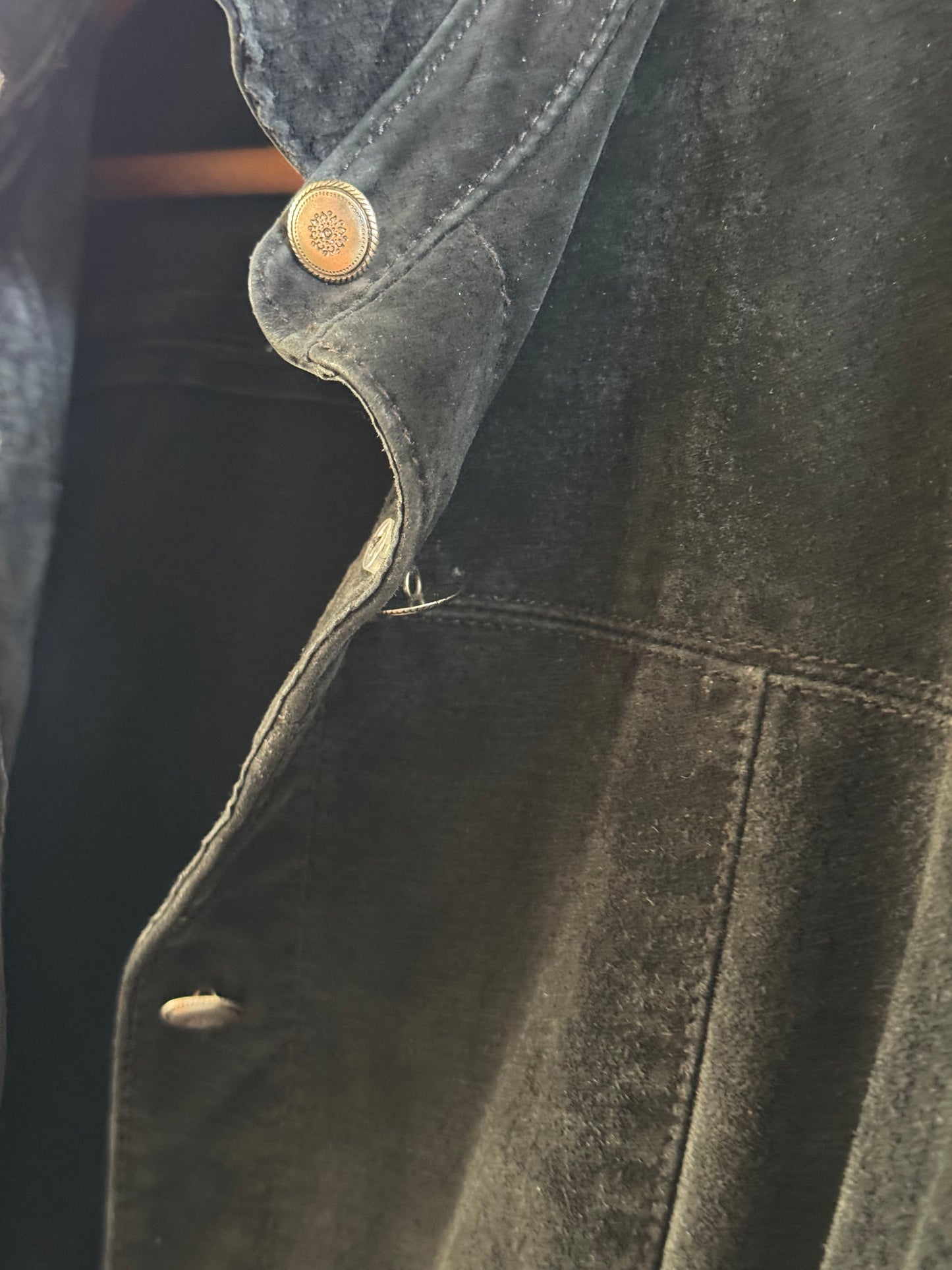 Vintage Suede Barn Coat in Black