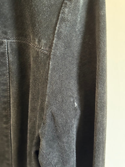 Vintage Suede Barn Coat in Black