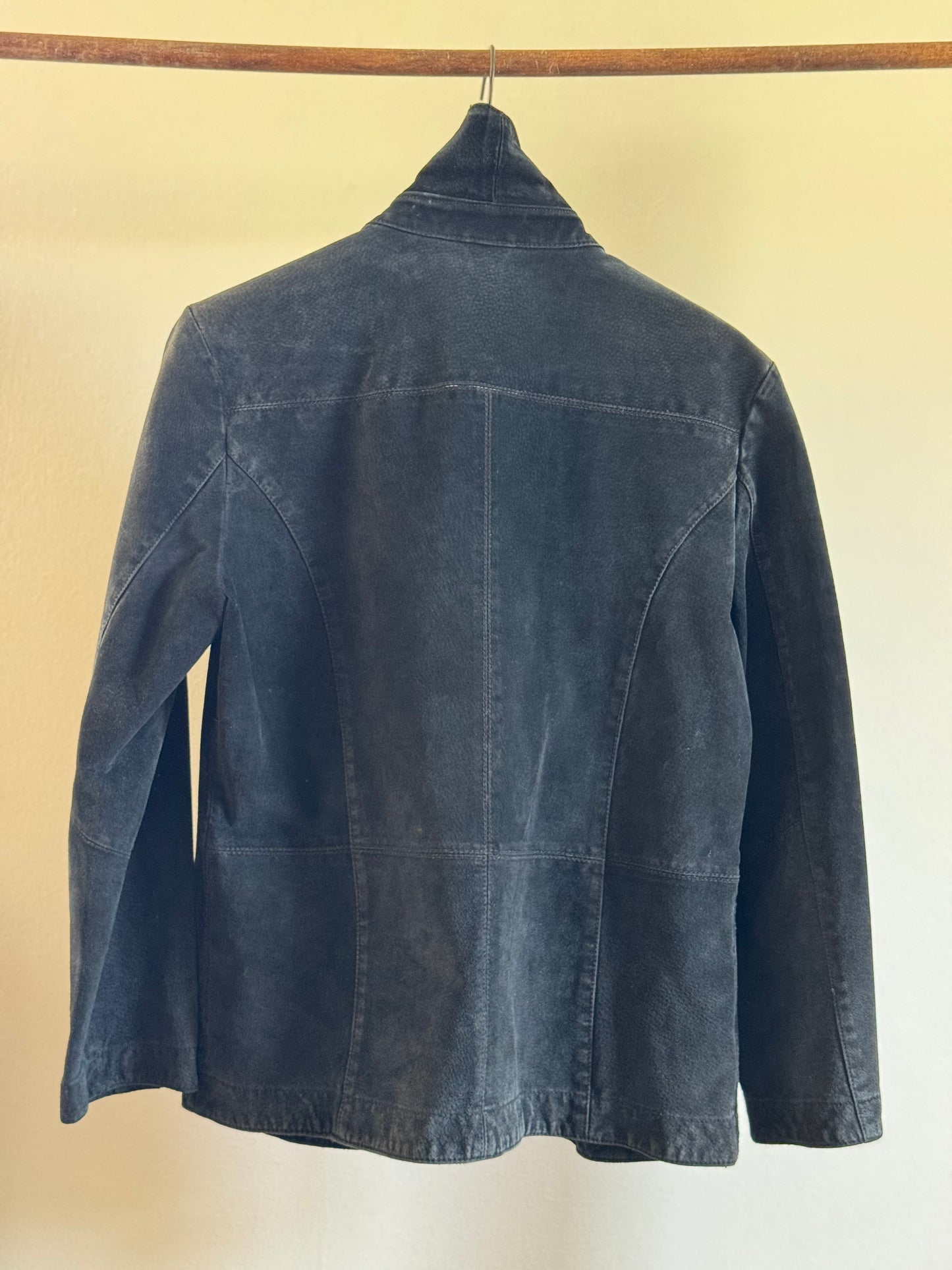 Vintage Suede Barn Coat in Black