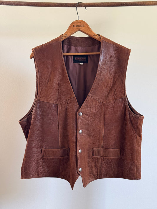 Vintage Leather Vest in Chestnut