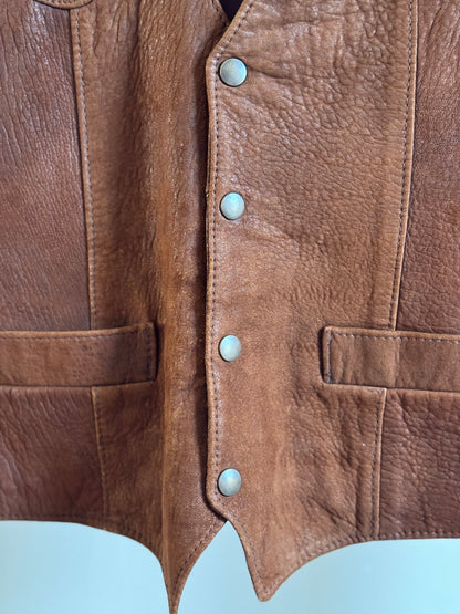 Vintage Leather Vest in Chestnut