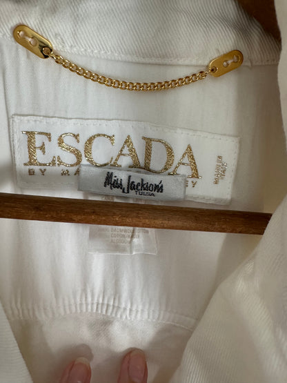 Vintage Escada Denim Western Jacket in White/Gold