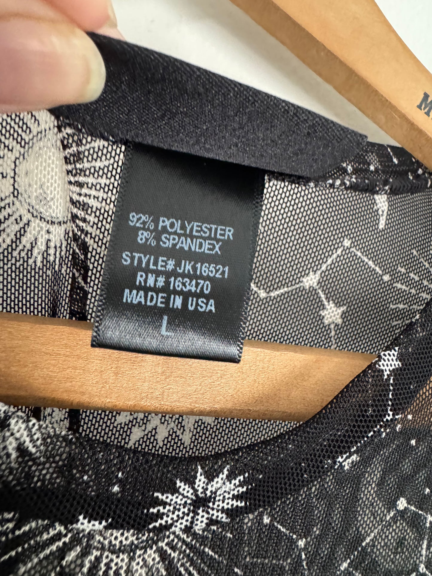 Just Polly New York Mesh Celestial Tee in Black/Cream