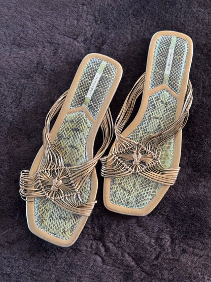 Max Studio Leather Sandals in Gold