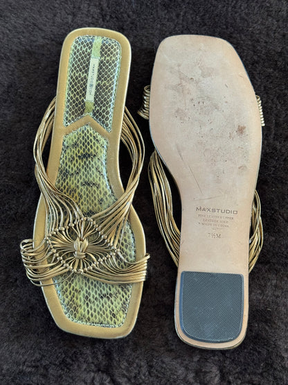 Max Studio Leather Sandals in Gold
