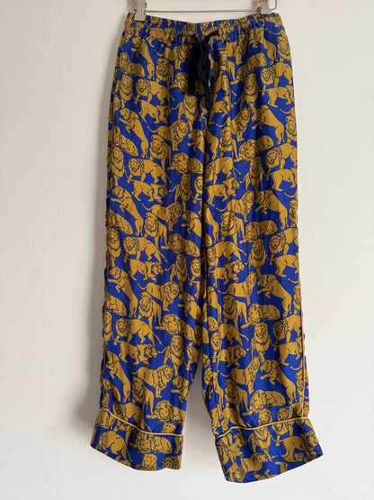 J.Crew Collection Silk Lion Pants in Blue/Gold